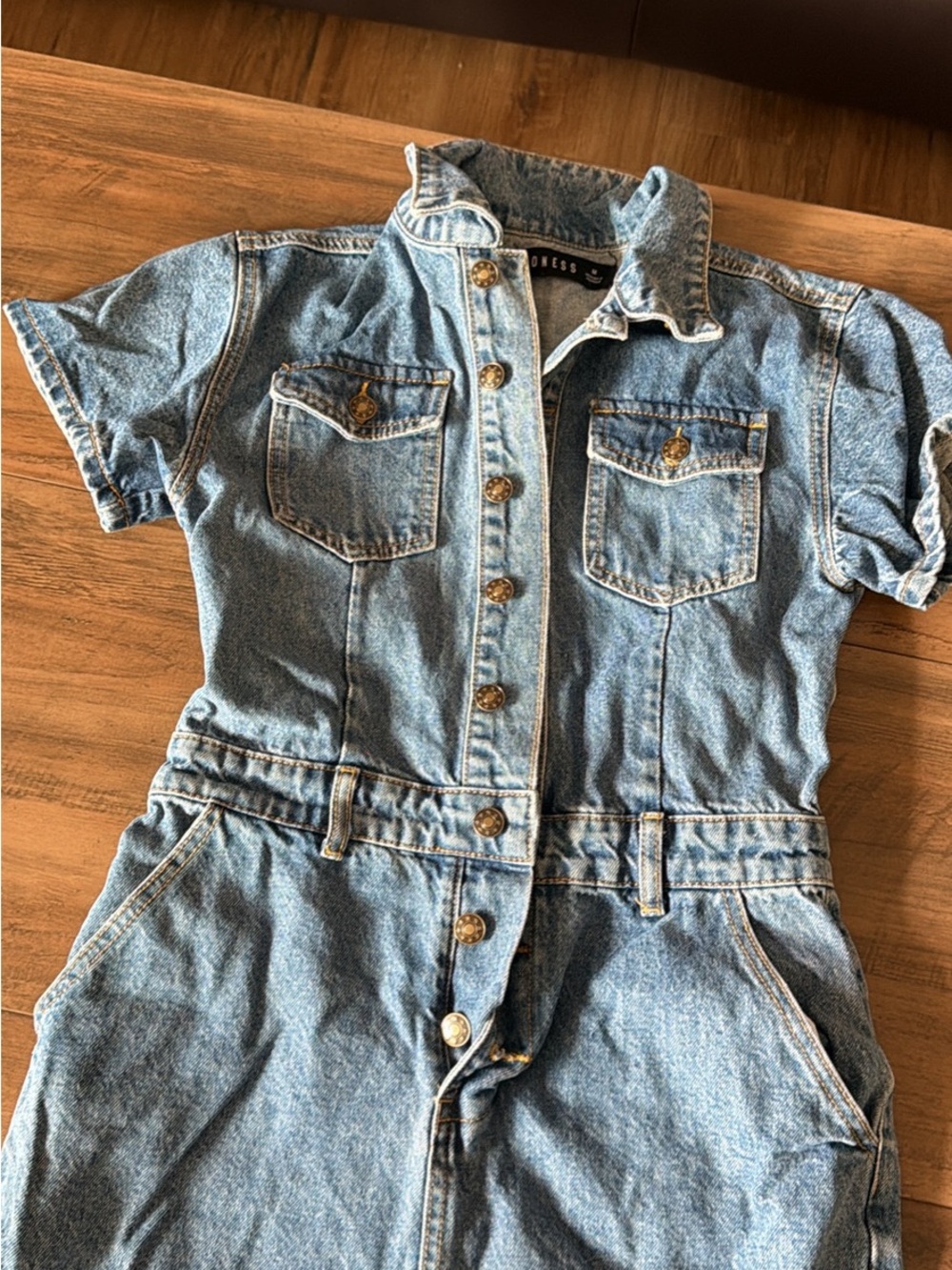 Lioness Light Blue Denim Jeans Jumpsuit - Picture 1 of 3